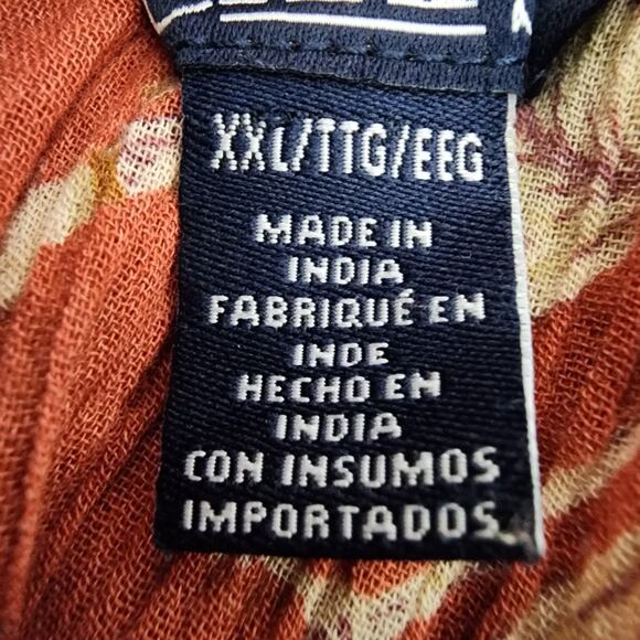 Chaps Top Blouse Womens XXL Peasant Cottage Core Boho Floral Squareneck Sheer - Picture 9 of 12